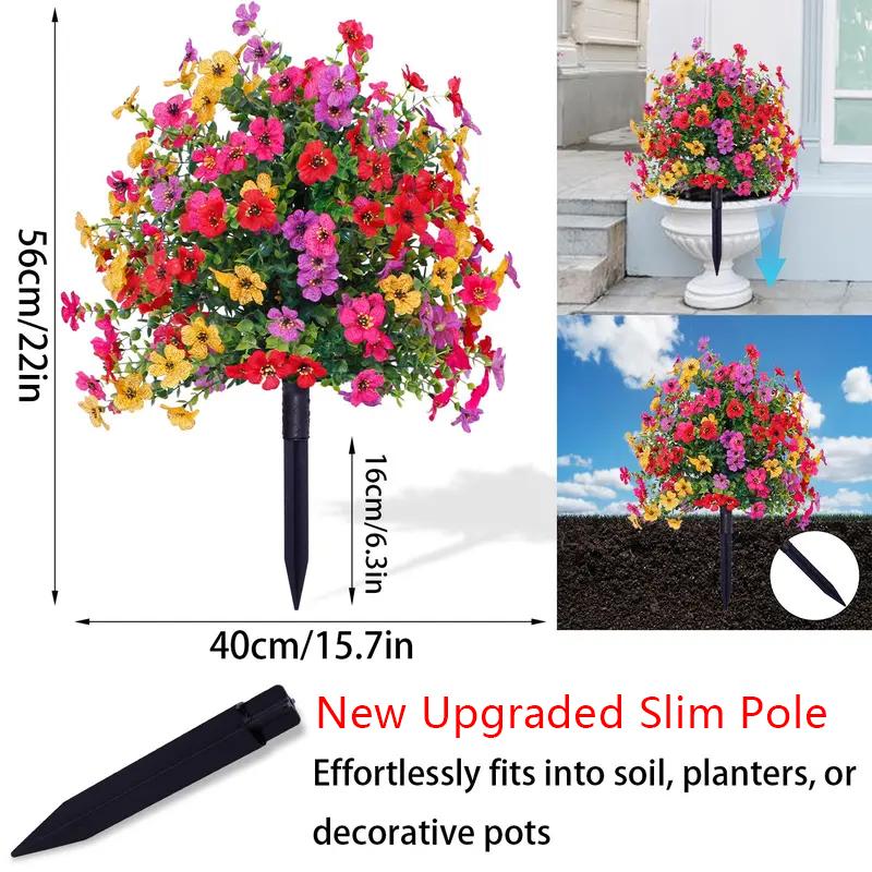 Artificial Flowers for Outdoor Indoor Garden Home Decoration, Faux Flower Daisy with Eucalyptus Leaves