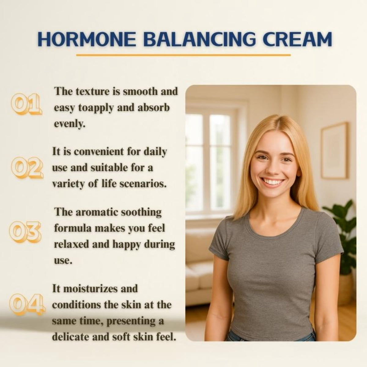 Hormone Balancing Cream for Women, Daily Moisturizing Body Cream with Honey, Mint Leaf & Allantoin, 3.53 oz