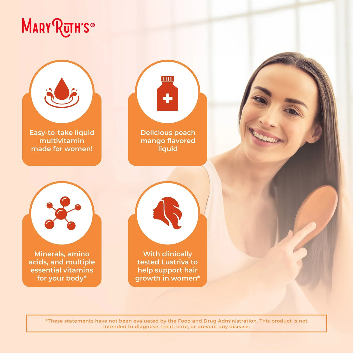 Liquid Morning Multivitamin + Hair Growth - Peach Mango