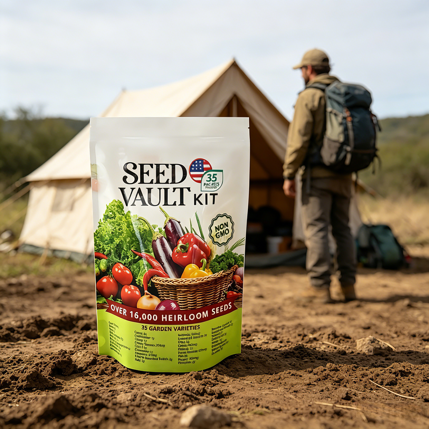 Survival Vegetable Seeds Garden Kit Over 16,000 Seeds Non-GMO and Heirloom, Great for Emergency Bugout Survival Gear 35 Varieties Seeds for Planting Vegetables.