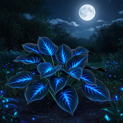100 Seeds Glow-in-the-Dark Garden Magic: Rare Dark Blue Flame Hostas Seeds