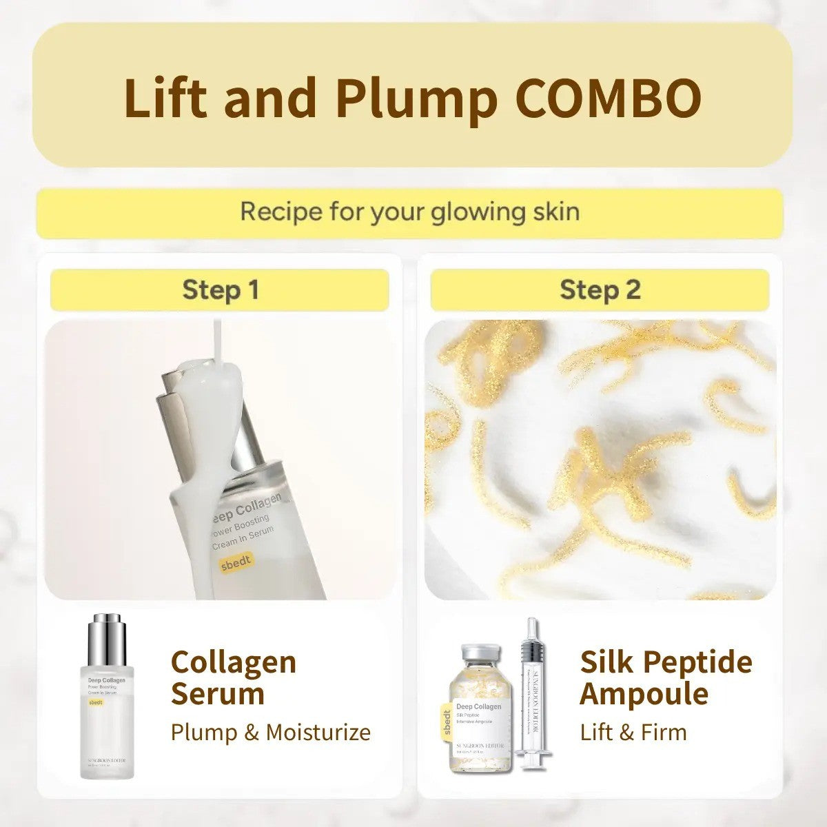 Ampoule Collagen Peptide Face-Lift Duo, 8HA Anti-Aging & Silk Serum Set