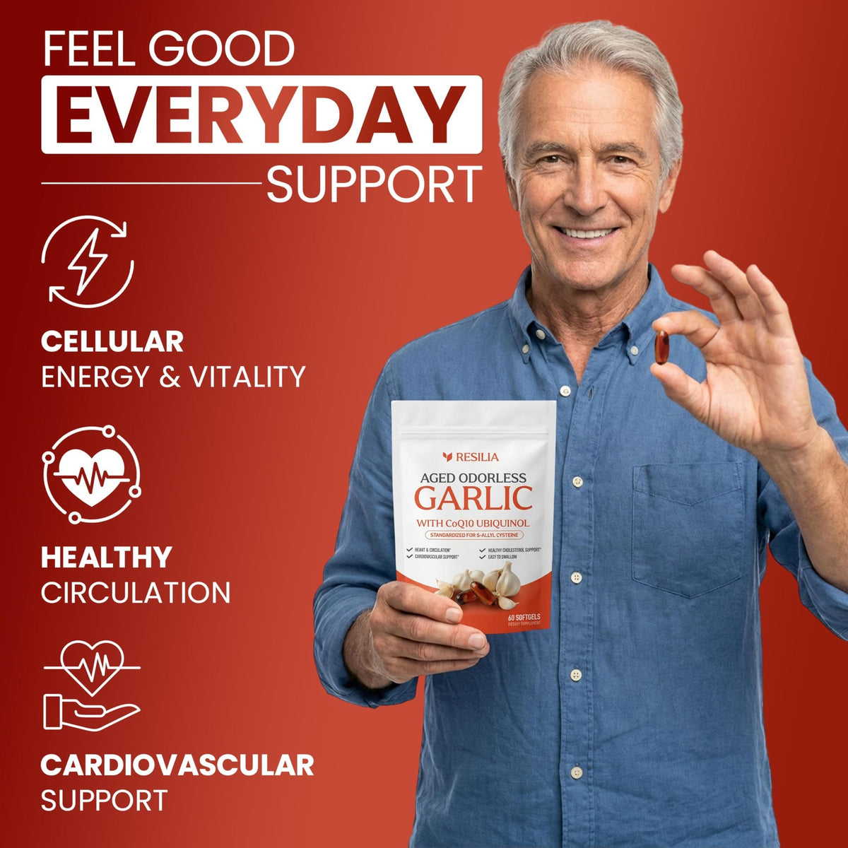 Garlic Extract 600mg Softgels (60 Count) – Odorless Aged Garlic Extract